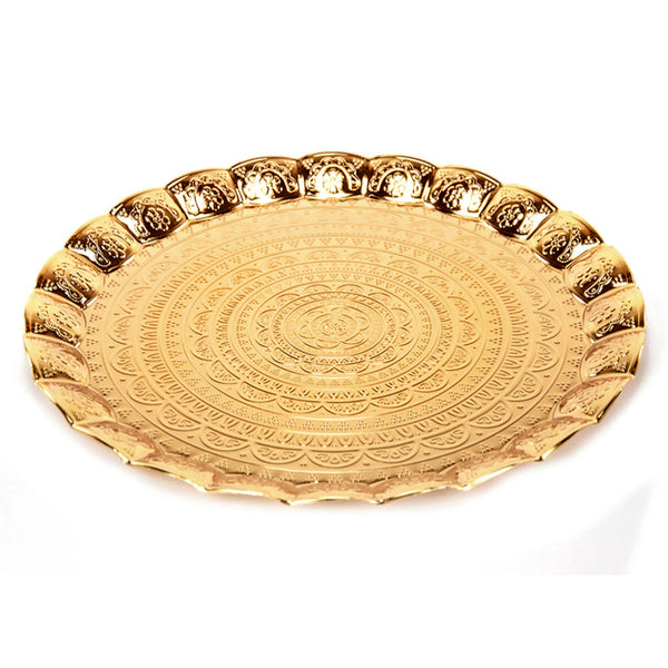 WAVY ROUND TRAY GOLD, 13.7 in