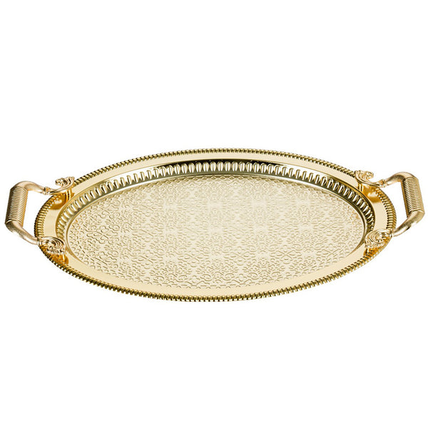 SELIMIYE DESIGN OVAL BIG GOLD TRAY 50 x 33 cm (19.7" x 13") - Hakan Makes Kitchens Smile