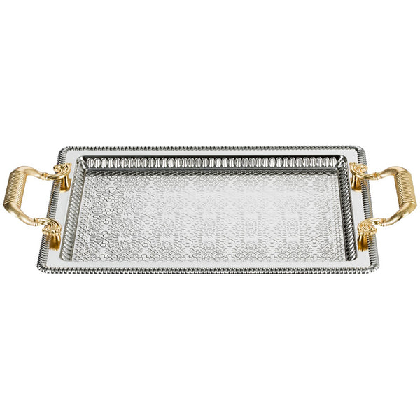 SELIMIYE DESIGN RECTANGLE BIG SILVER TRAY 52 x 32 cm (20.5" x 12.6") - Hakan Makes Kitchens Smile