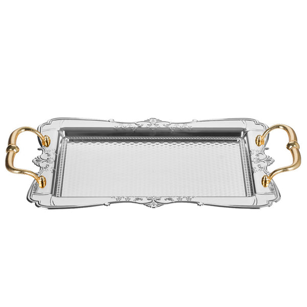 NOSTALGIA DESIGN RECTANGLE BIG SILVER TRAY 49 x 31 cm (19.3" x 12.2") - Hakan Makes Kitchens Smile