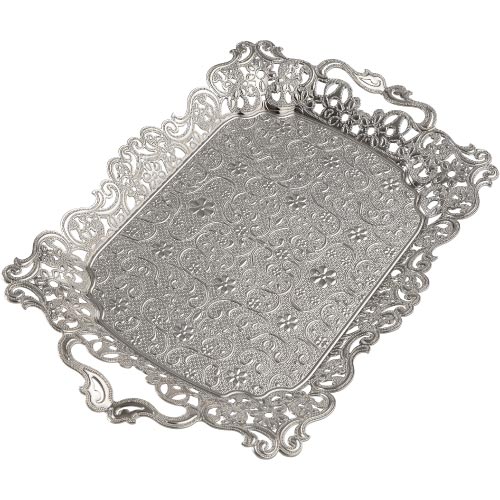 MOTIF RECTANGULAR MIDI TRAY NICKEL 39 x 25 cm (15.4" x 9.8") - Hakan Makes Kitchens Smile