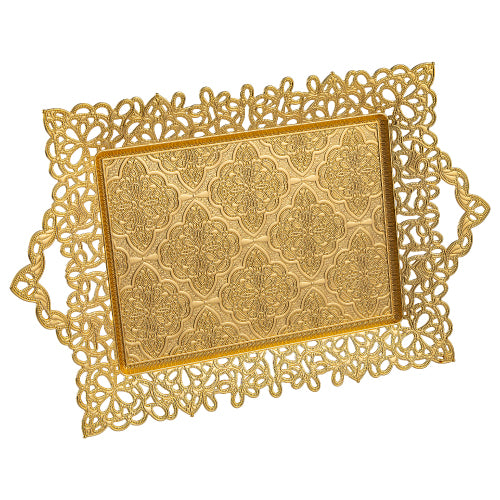 FIYONK RECTANGULAR MIDI TRAY GOLD 42 x 26 cm (16.5" x 10.2") - Hakan Makes Kitchens Smile