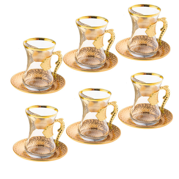 Traditional Housewarming Tea Cups Gift Set for Women, Gold, 6 Pcs