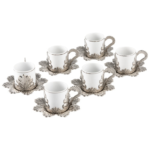 DAMLA COFFEE CUP SET GILDING FOR 6 PEOPLE NICKEL 118 ml (4 oz) - Hakan Makes Kitchens Smile