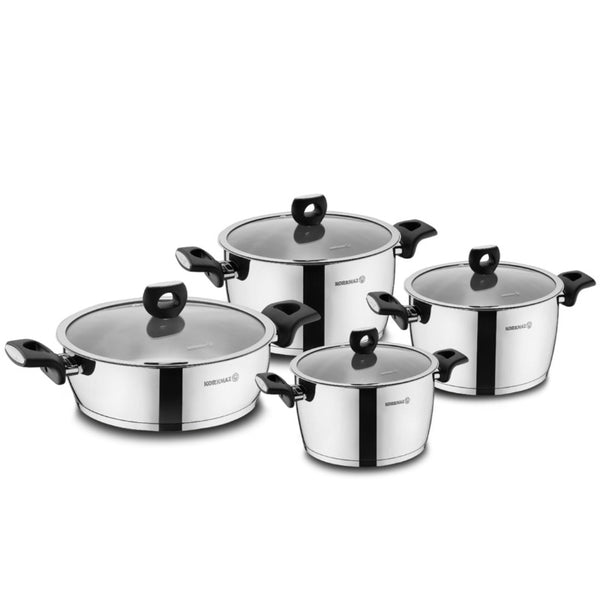 NORA COOKWARE 8 PCS SET (2.0 - 3.5 - 5.5 - 3.4 lt) (67.7 - 118.3 - 186 - 115 oz) - Hakan Makes Kitchens Smile