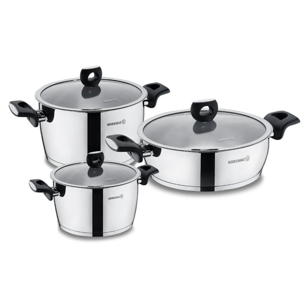 NORA JR. COOKWARE 6 PCS SET (2.0 - 3.5 - 3.4 lt) (67.6 - 118.3 - 115 oz) - Hakan Makes Kitchens Smile