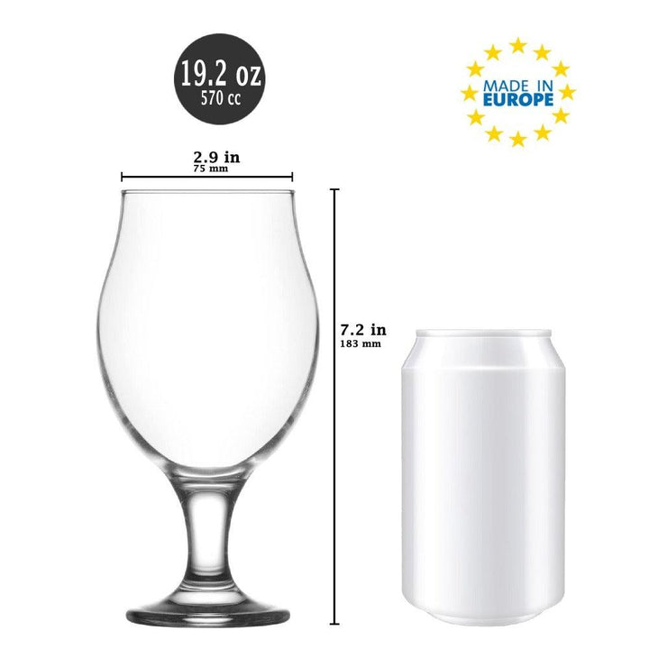 ANGELINE BEER GLASS 570 cc (19.3 oz) 6 Pcs Set - Hakan Makes Kitchens Smile