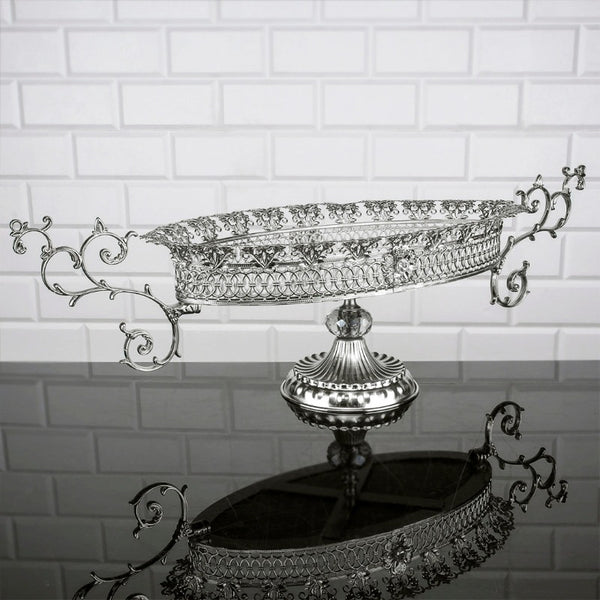 LULU OVAL METAL BOWL LARGE SILVER 68 x 24 x 20 cm (26.8" x 9.5" x 7.9") - Hakan Makes Kitchens Smile