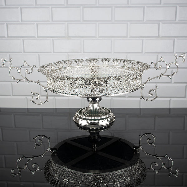 LULU ROUND METAL BOWL LARGE SILVER 60 x 20 x 38 cm (23.6" x 7.9" x 15") - Hakan Makes Kitchens Smile