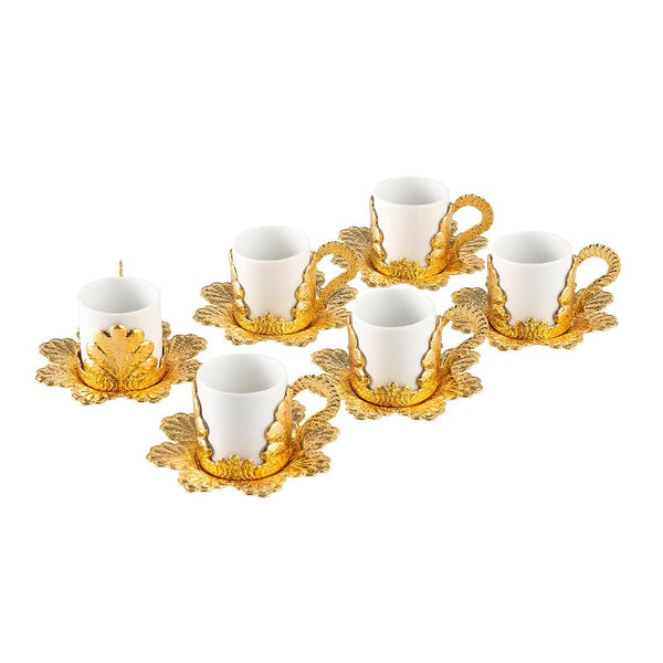 DAMLA COFFEE CUP SET FOR 6 PEOPLE GOLD 118 ml (4 oz) - Hakan Makes Kitchens Smile