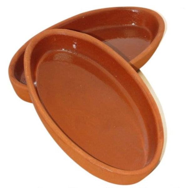 CLAY OVAL PAN MEDIUM SIZE 13 x 27 cm (5.1" x 10.6") 2 PCS SET - Hakan Makes Kitchens Smile