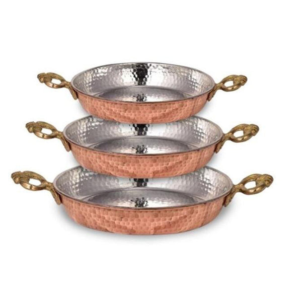 COPPER 0.5 mm 3 PCS EGG PAN SET TRMN 14-16-18 cm (5.5"-6.3"-7.1") - Hakan Makes Kitchens Smile