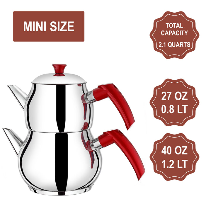 Hakan Mirrored Stainless Steel Double Bondy Midi Tea Pot Set