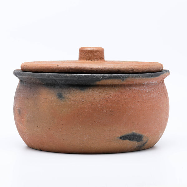 Twice-baked Unglazed Clay Cooking Pot with Lid Stovetop Oven, Medium