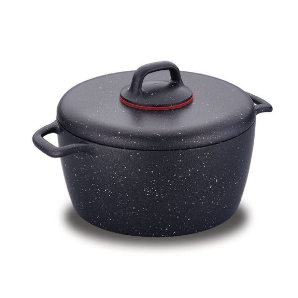 GUSTO DIE CAST ALUMINIUM CASSEROLE BLACK 5.0 lt (169.1 oz) 24 x 12 cm (9.4" x 4.7") - Hakan Makes Kitchens Smile