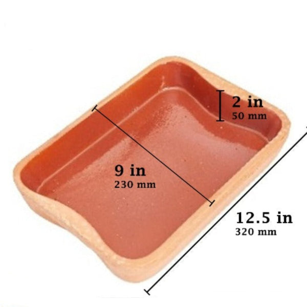 CLAY OVEN TRAY RECTANGULAR 32 x 23 x 5 cm (12.6" x 9.1" x 2.0") - Hakan Makes Kitchens Smile