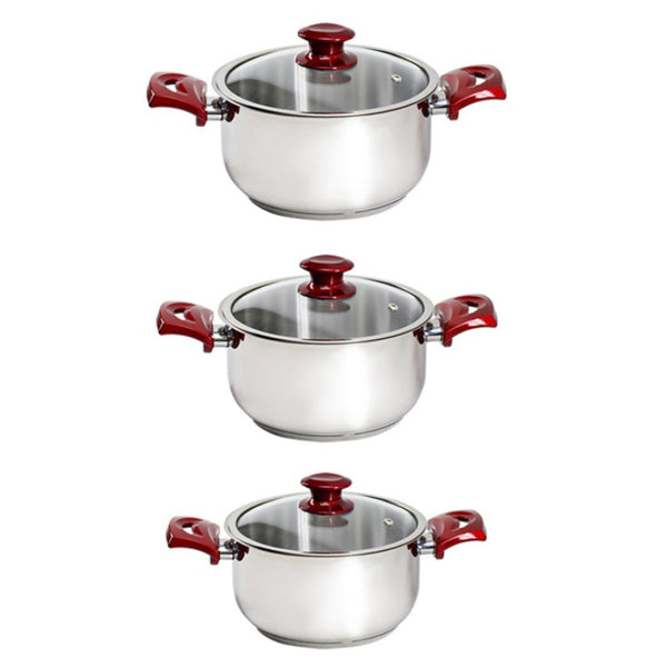 STAINLESS STEEL 3 PCS POT SET SOLE MELISA 16 cm + 18 cm + 20 cm - Hakan Makes Kitchens Smile