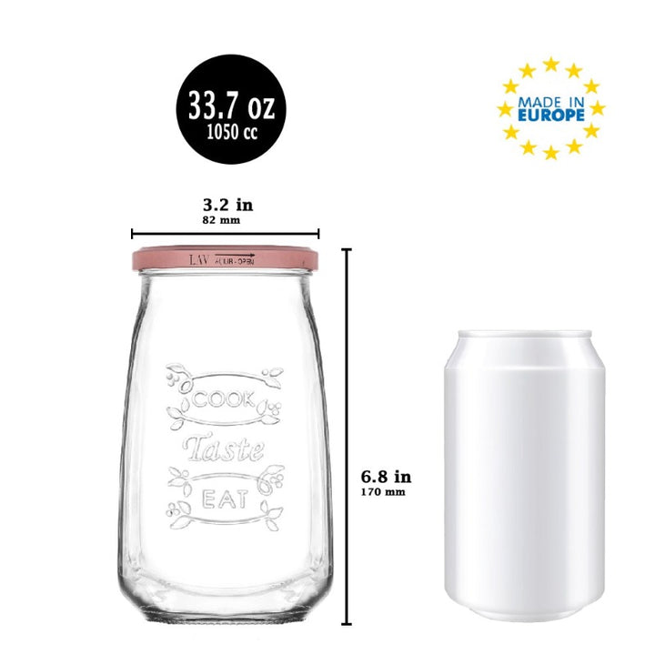 TASTY JAR 1050 cc (33.7 oz) 170 x 82 mm (6.7" x 3.2") 1 Pcs - Hakan Makes Kitchens Smile